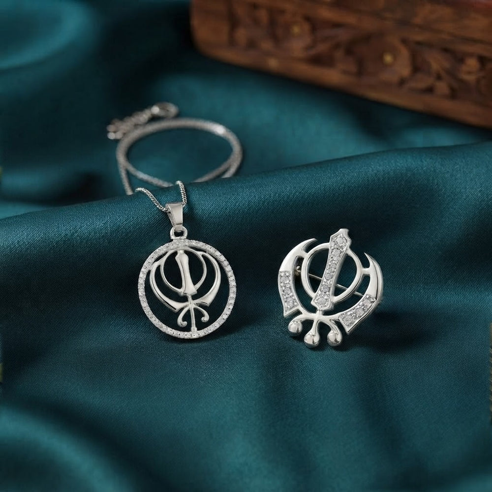 Veer Khanda Pendant & Brooch Combo