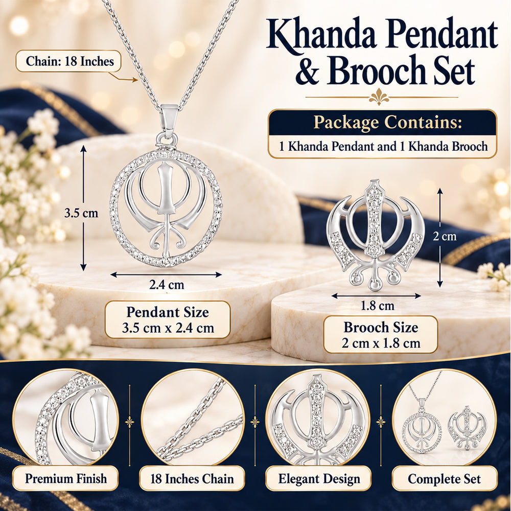 Veer Khanda Pendant & Brooch Combo