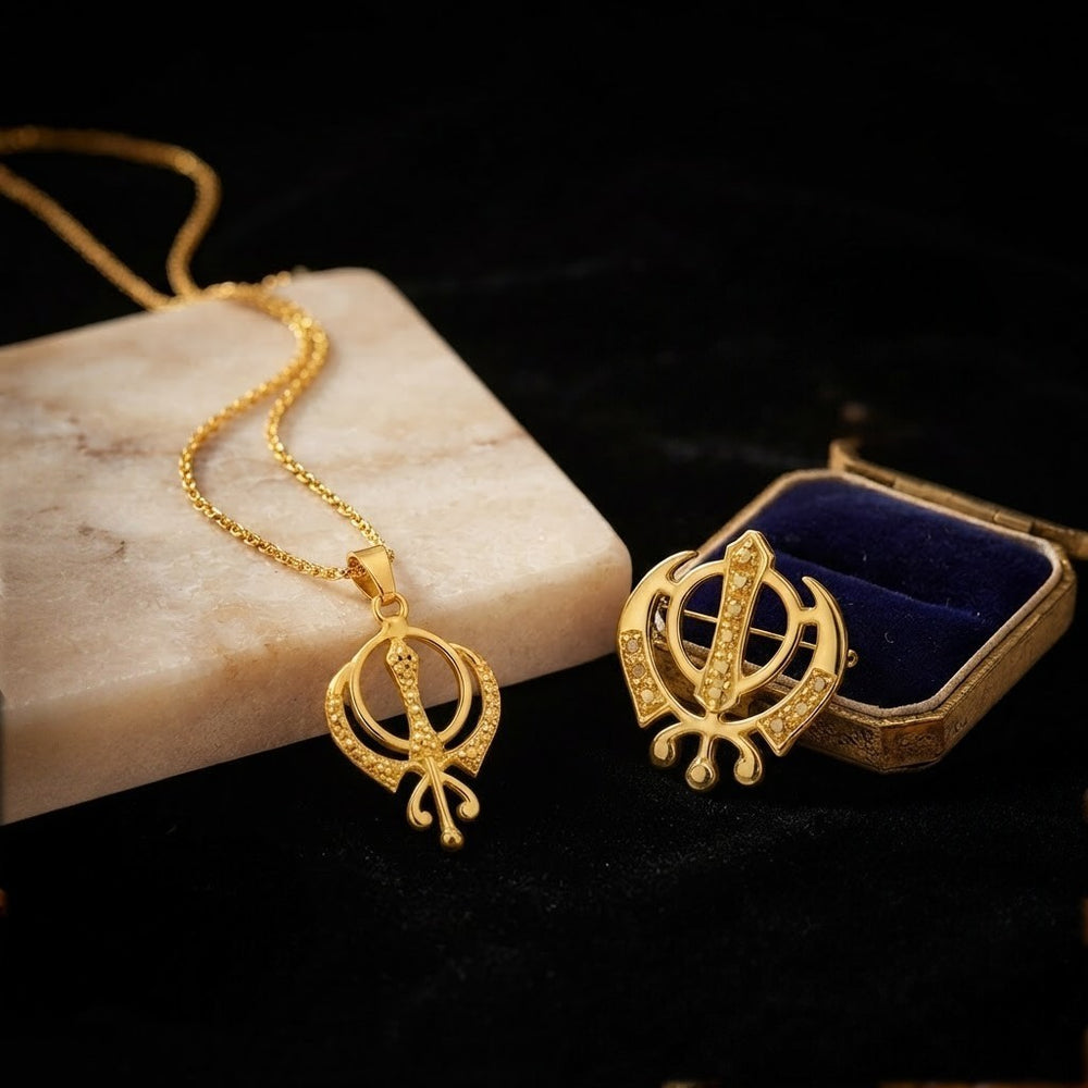 Veer Khanda Pendant & Brooch Combo