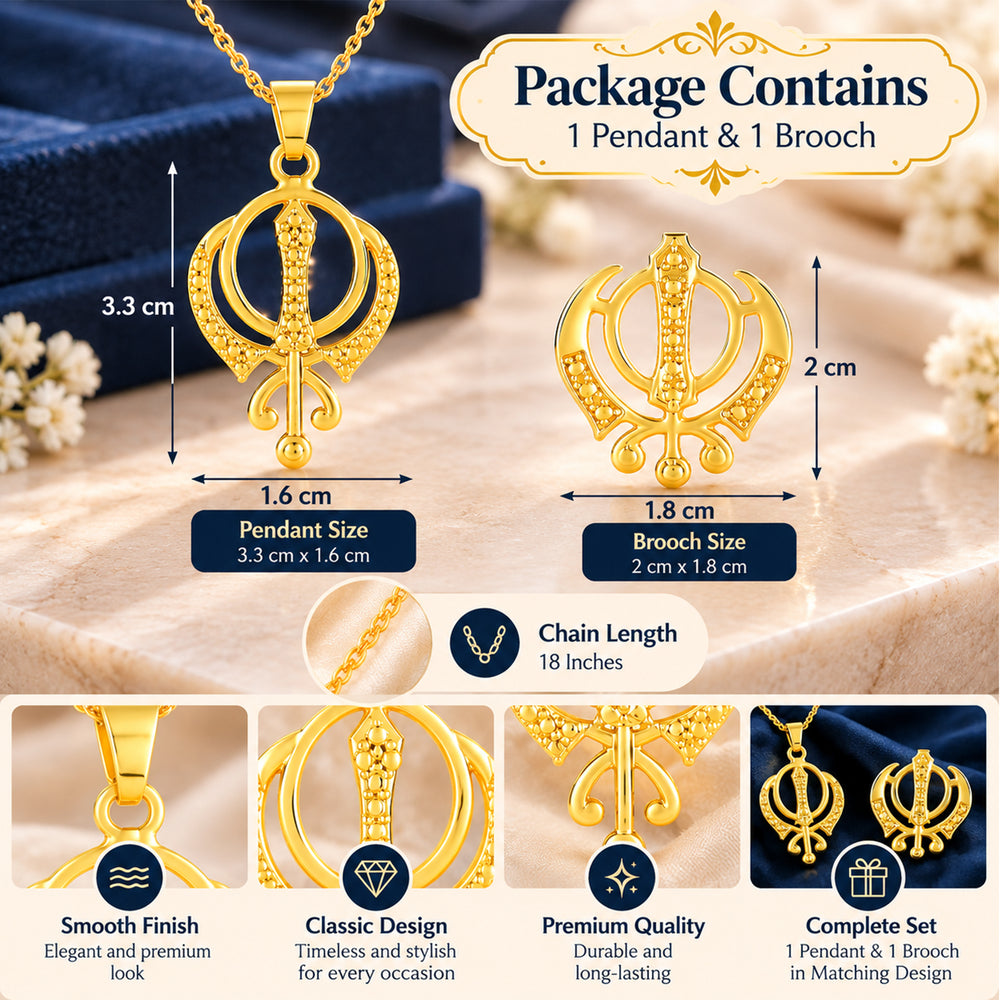 Veer Khanda Pendant & Brooch Combo