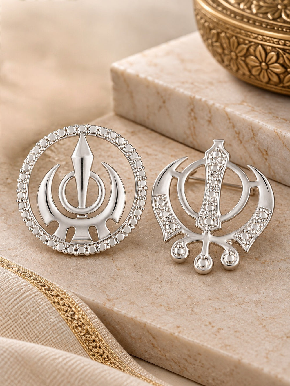 Veer Khanda Brooch Combo
