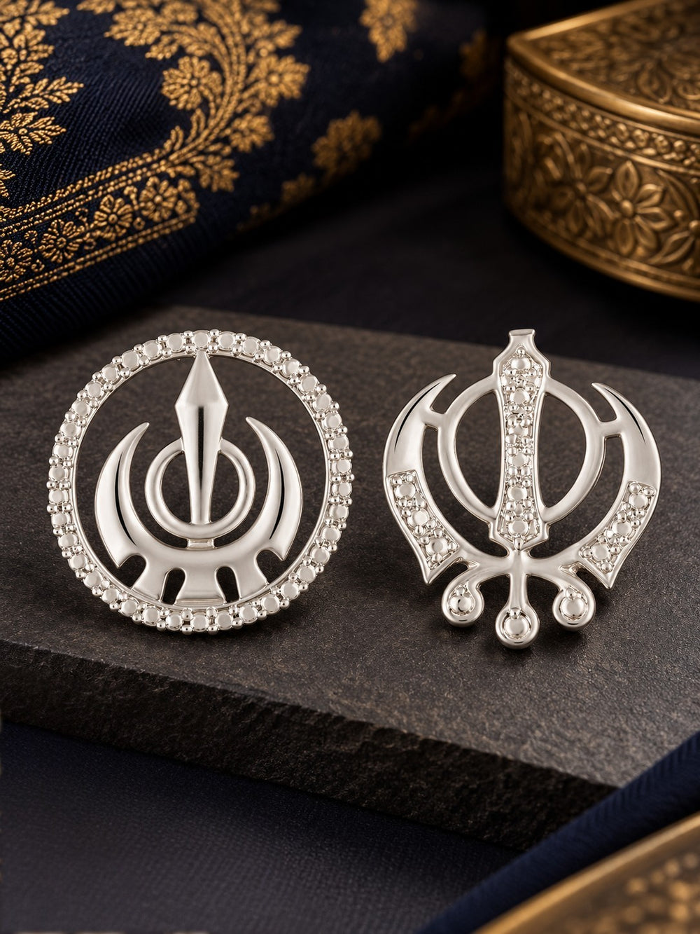 Veer Khanda Brooch Combo