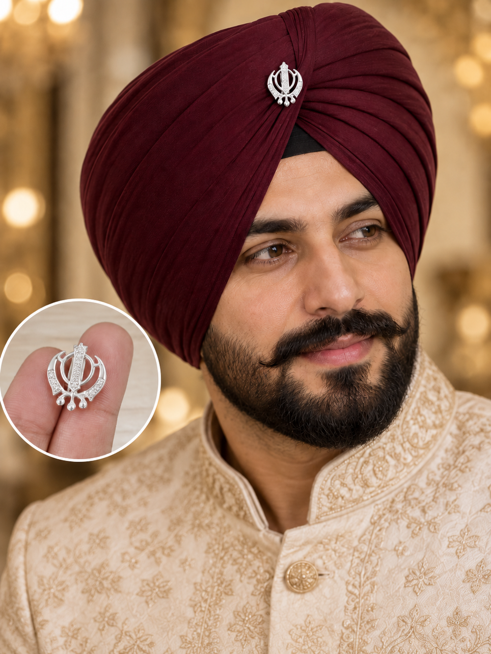 Veer Khanda Brooch Combo