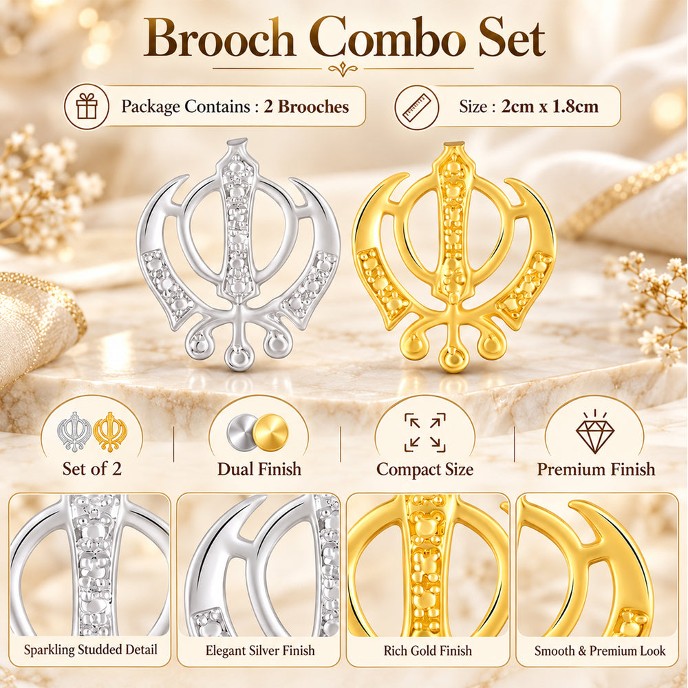 Veer Khanda Brooch Combo
