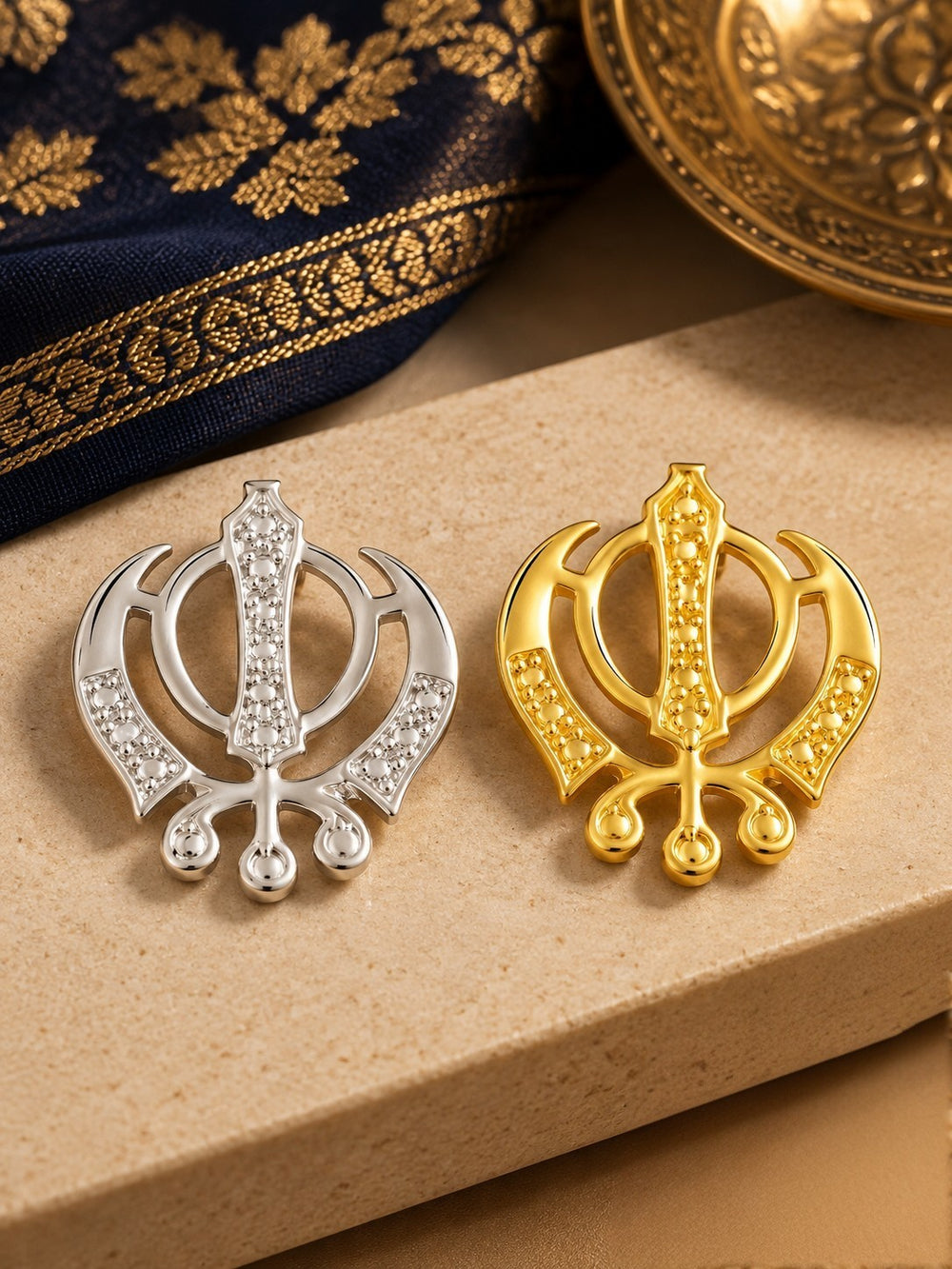 Veer Khanda Brooch Combo