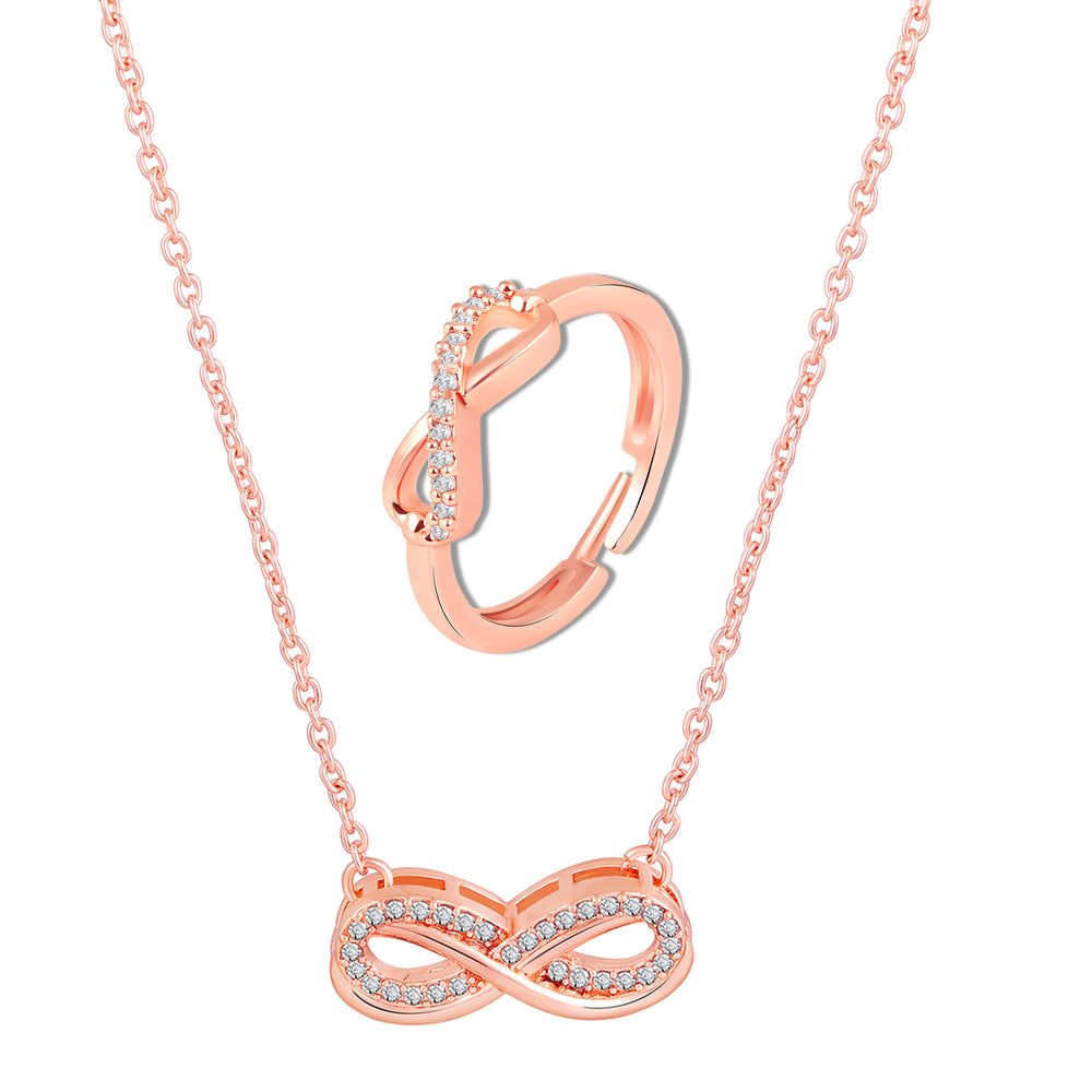 Eternal Spark Infinity Pendant & Finger Ring Combo