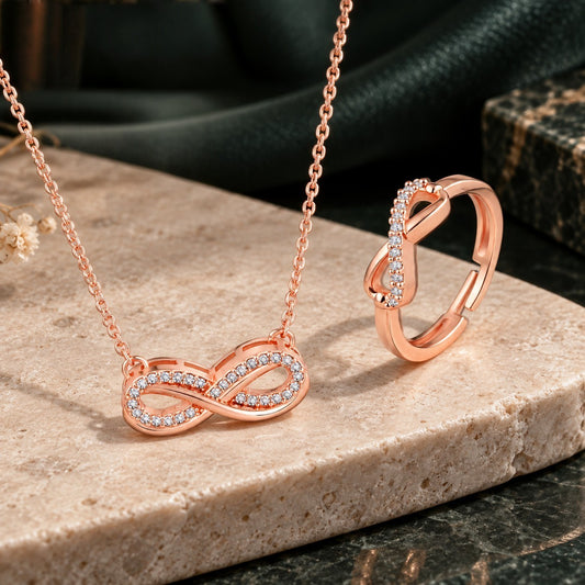 Eternal Spark Infinity Pendant & Finger Ring Combo