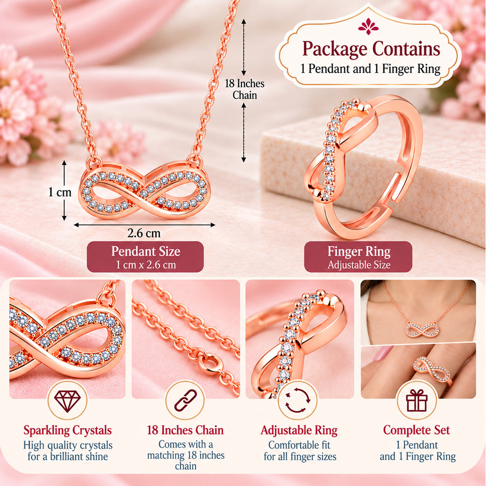 Eternal Spark Infinity Pendant & Finger Ring Combo
