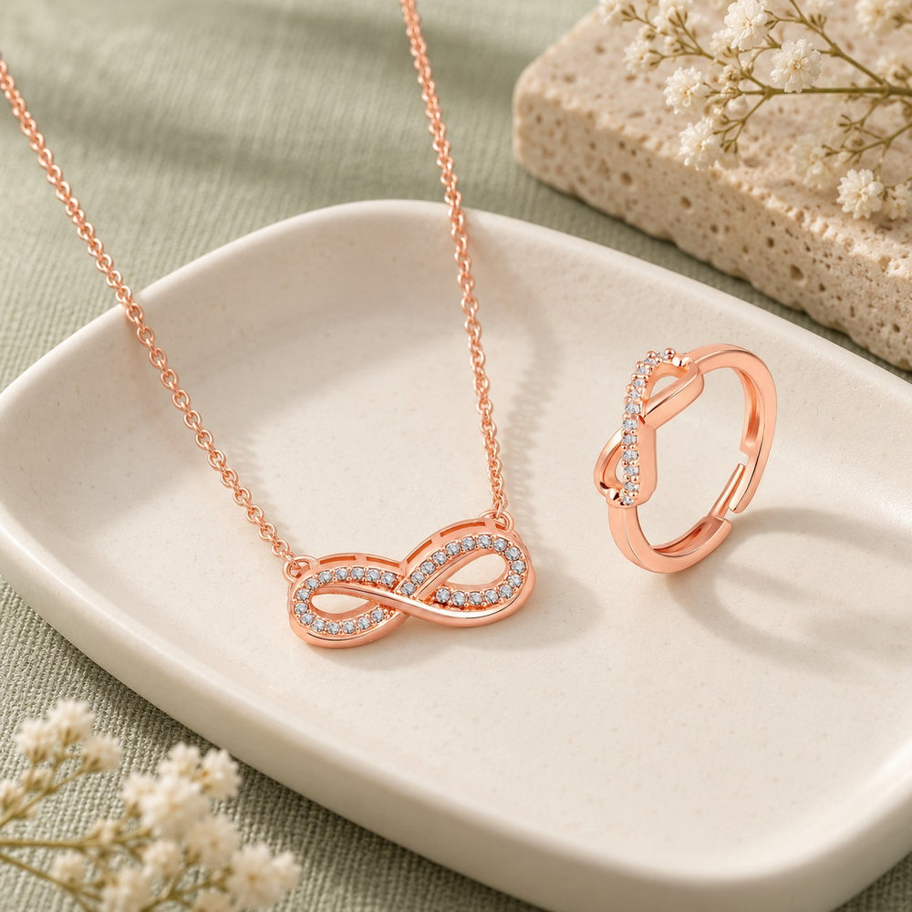 Eternal Spark Infinity Pendant & Finger Ring Combo