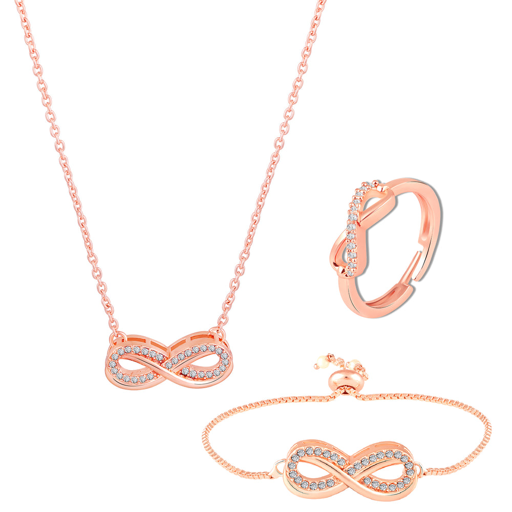 Eternal Bond Infinity Pendant, Bracelet and Ring Combo