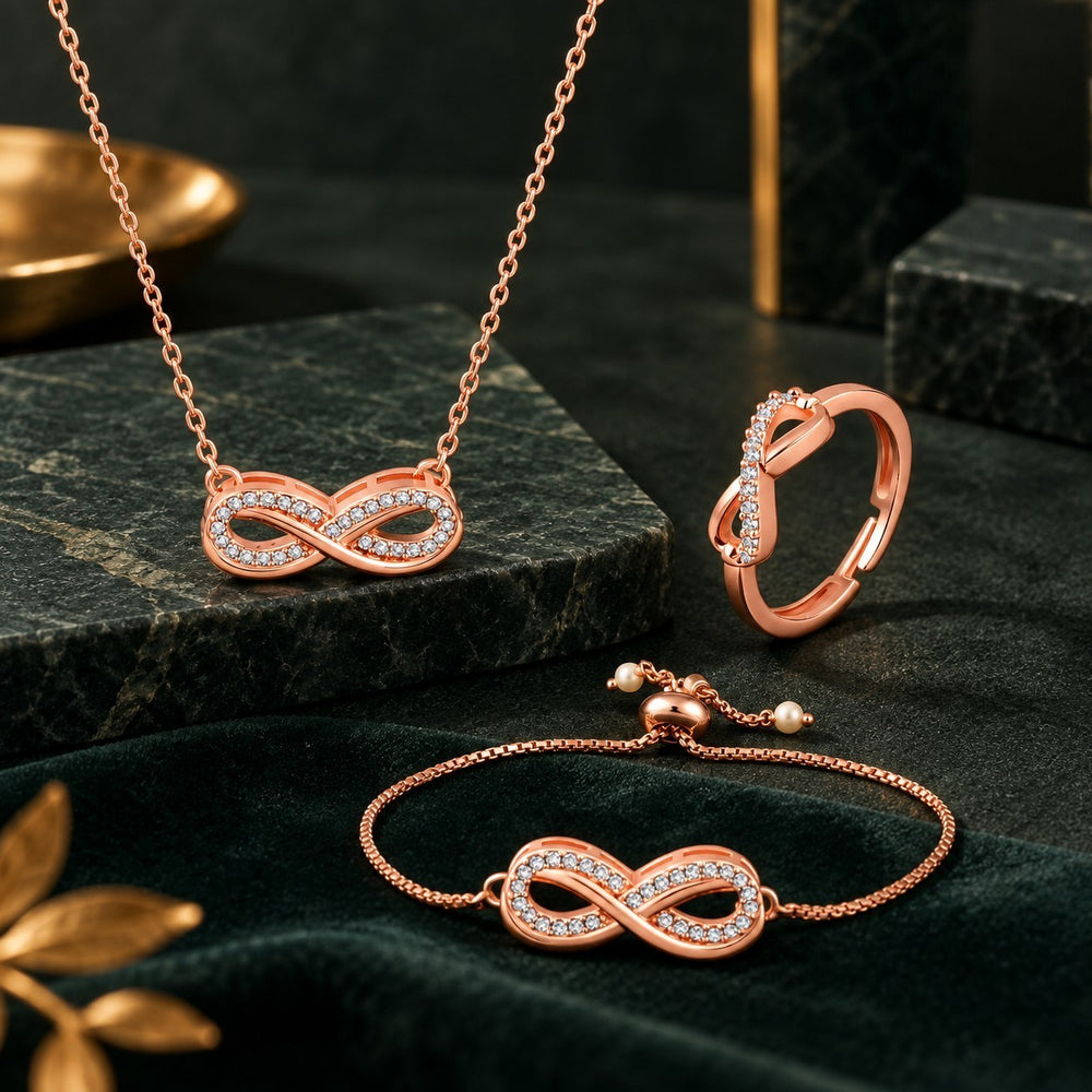 Eternal Bond Infinity Pendant, Bracelet and Ring Combo