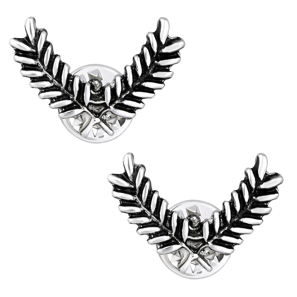 Cross Leaves Collar Pins Set