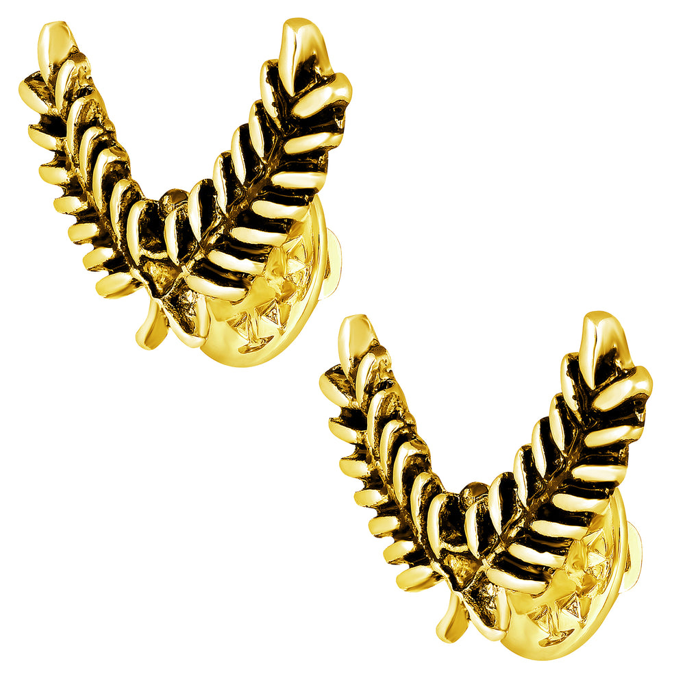 Cross Leaves Collar Pins Set