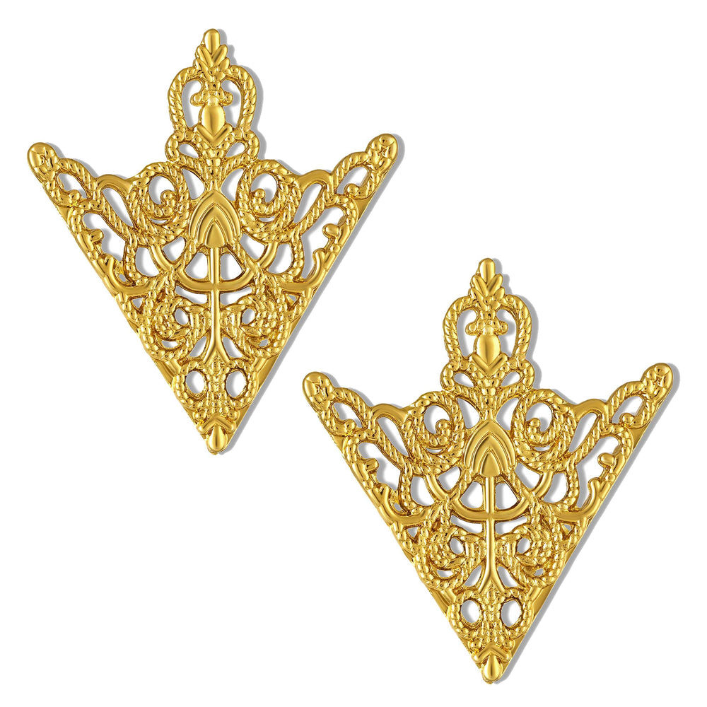 Royal Filigree Gold Tone Collar Pin