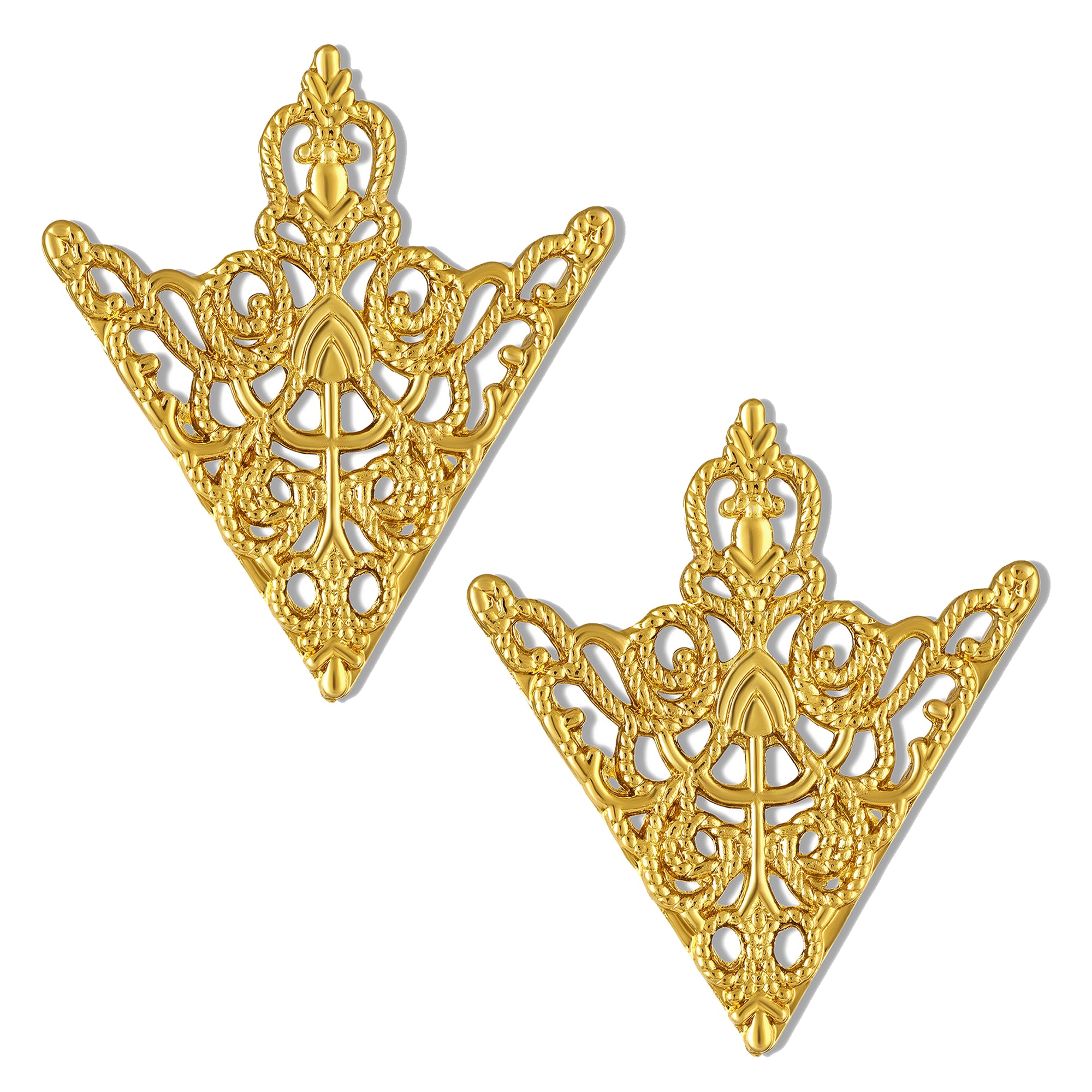 Royal Filigree Gold Tone Collar Pin