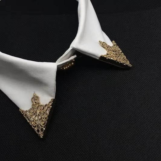 Royal Filigree Gold Tone Collar Pin