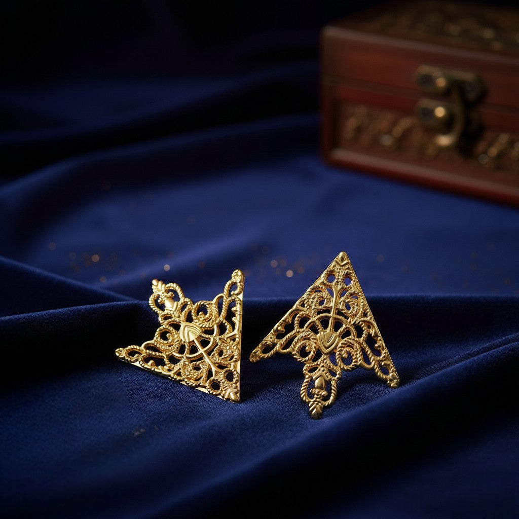 Royal Filigree Gold Tone Collar Pin
