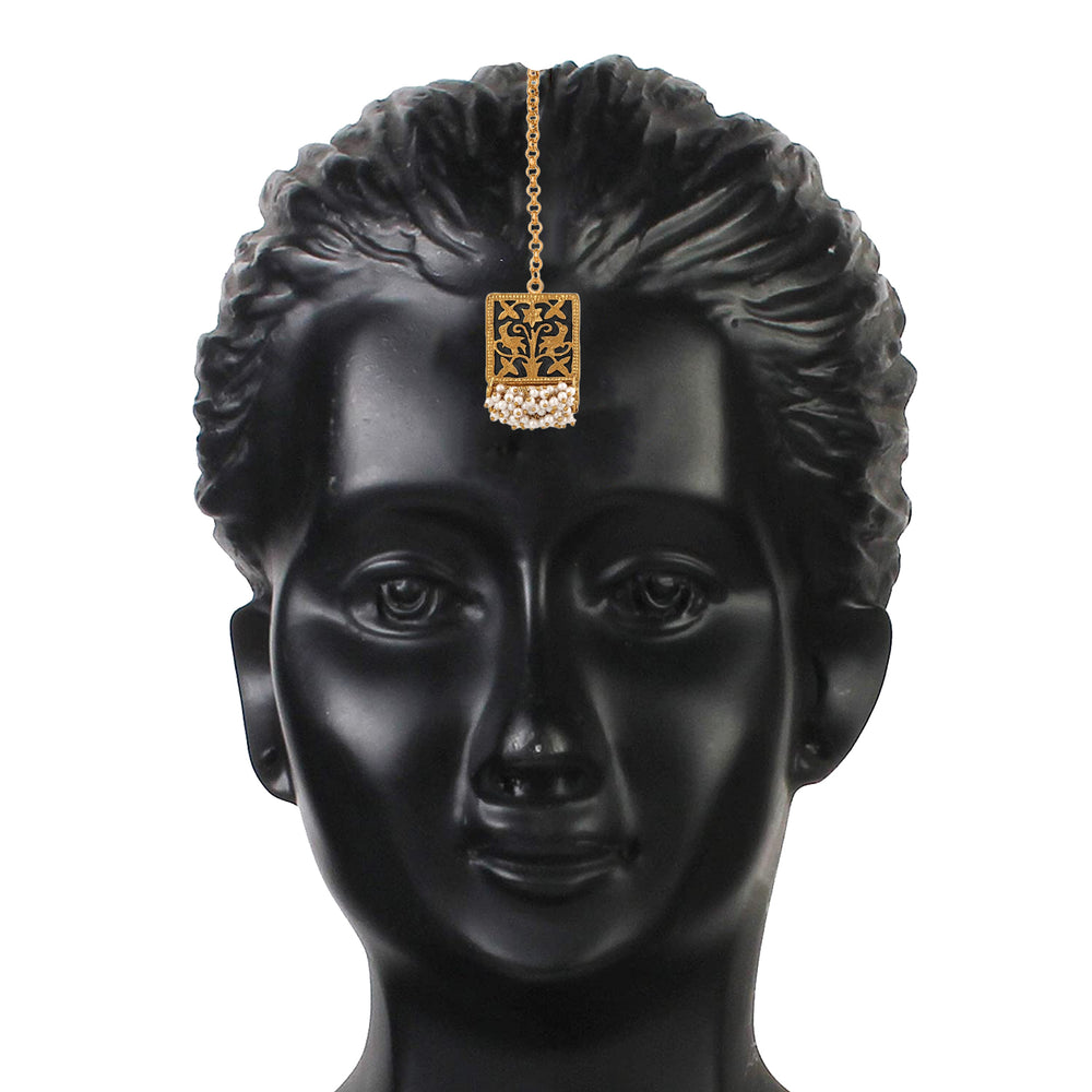 Meenakari Work Rectangular Shape Maangtikka & Earrings