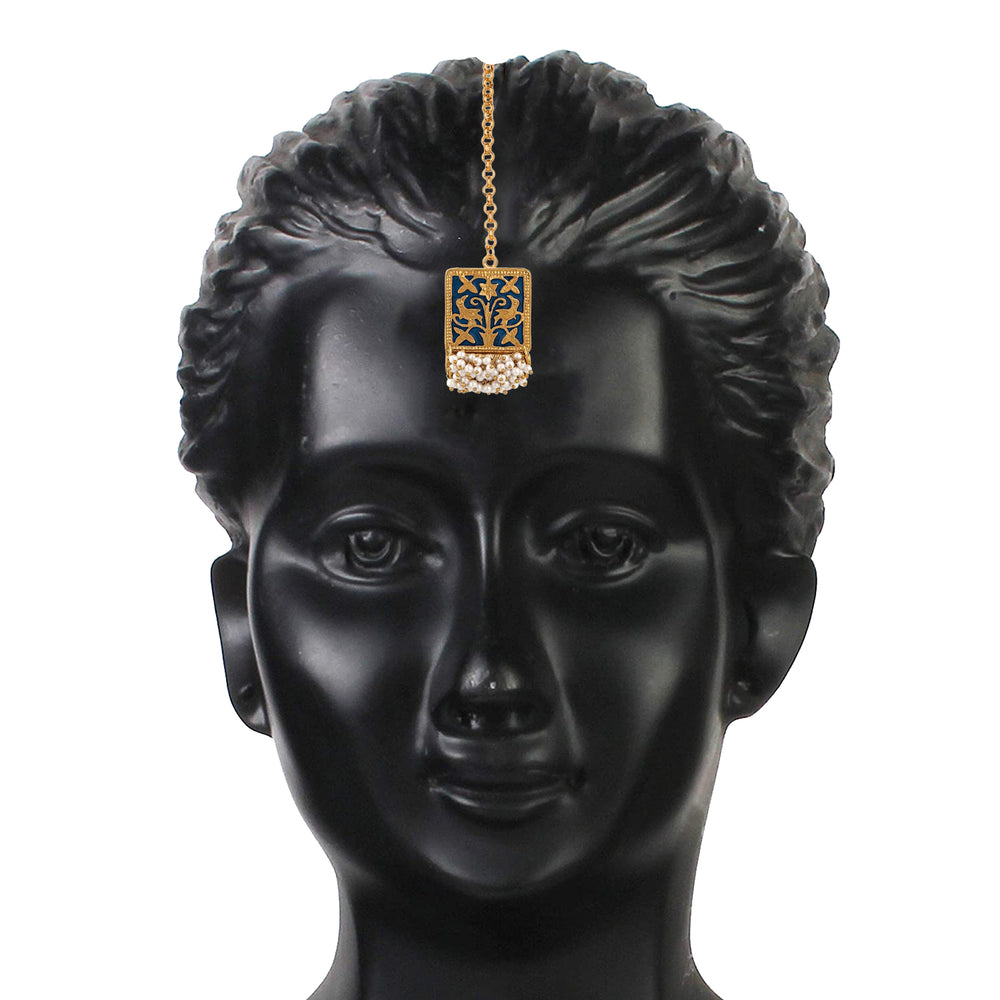 Meenakari Work Rectangular Shape Maangtikka & Earrings