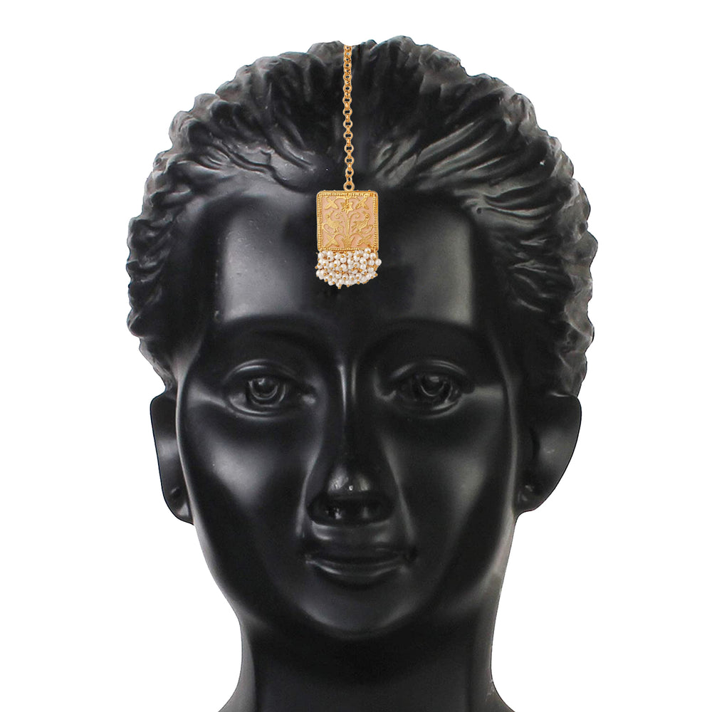 Meenakari Work Rectangular Shape Maangtikka & Earrings