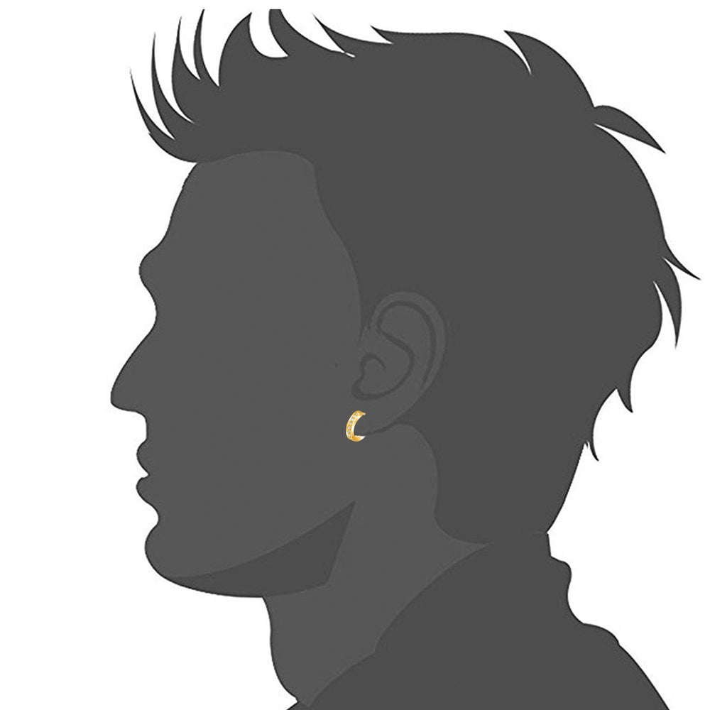 Single Line Crystals Hoop Bali Men Earring