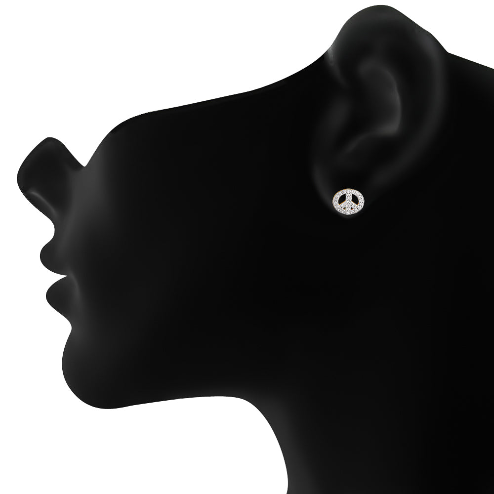 The Peace Stud Earrings with Cubic Zirconia (CZ)