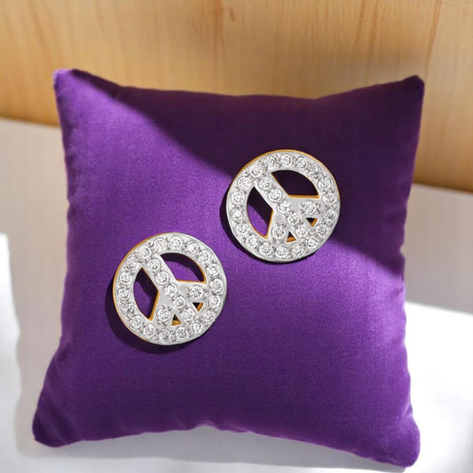 The Peace Stud Earrings with Cubic Zirconia (CZ)