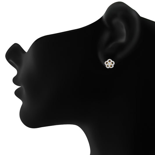 Classic Flower Stud Earrings with Cubic Zirconia (CZ)