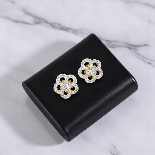 Classic Flower Stud Earrings with Cubic Zirconia (CZ)