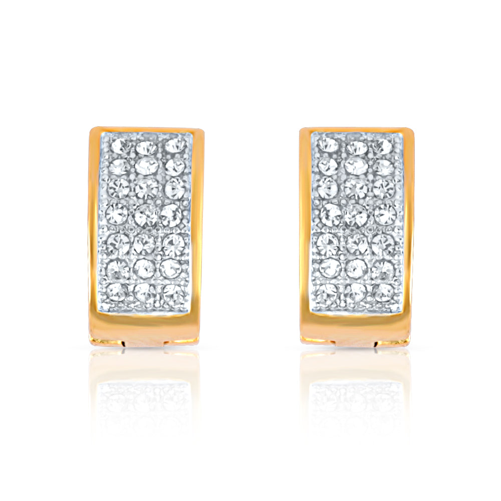 3 Lines Crystals Hoop Bali Earrings