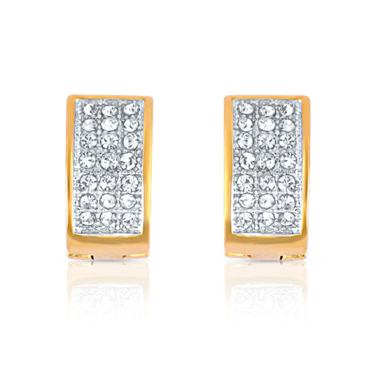 3 Lines Crystals Hoop Bali Earrings