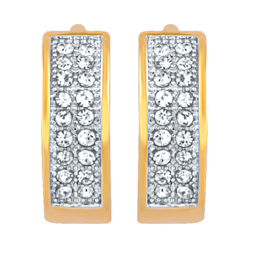 2 Lines Crystals Hoop Bali Earrings