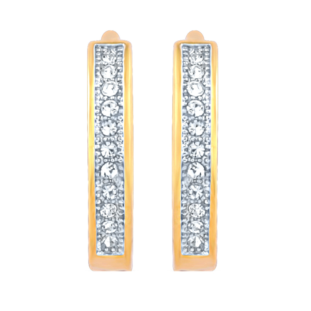 Single Line Crystals Hoop Bali Earrings