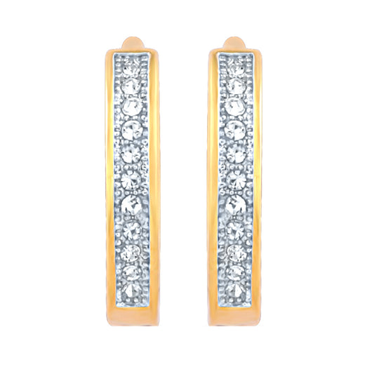 Single Line Crystals Hoop Bali Earrings