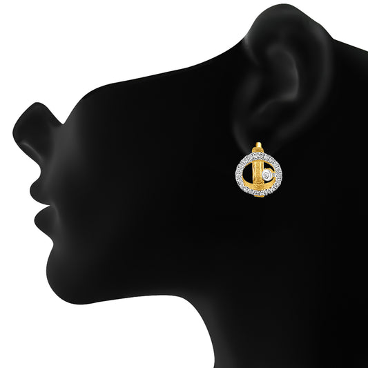 Micro Pave Concentric Beauty Stud Earrings with Cubic Zirconia