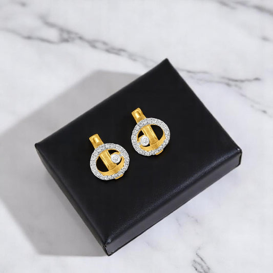 Micro Pave Concentric Beauty Stud Earrings with Cubic Zirconia