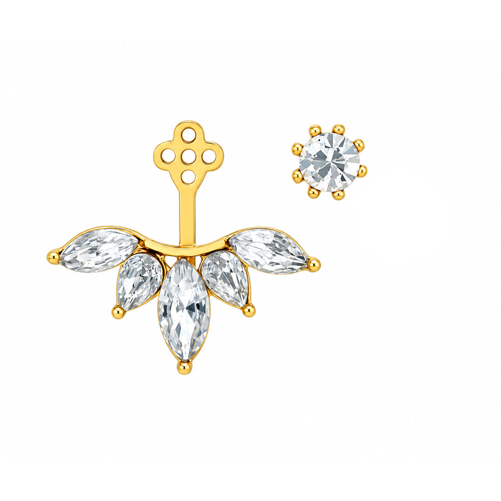 3 in 1 Convertible Crystal Leaf Ear Jacket Earrings