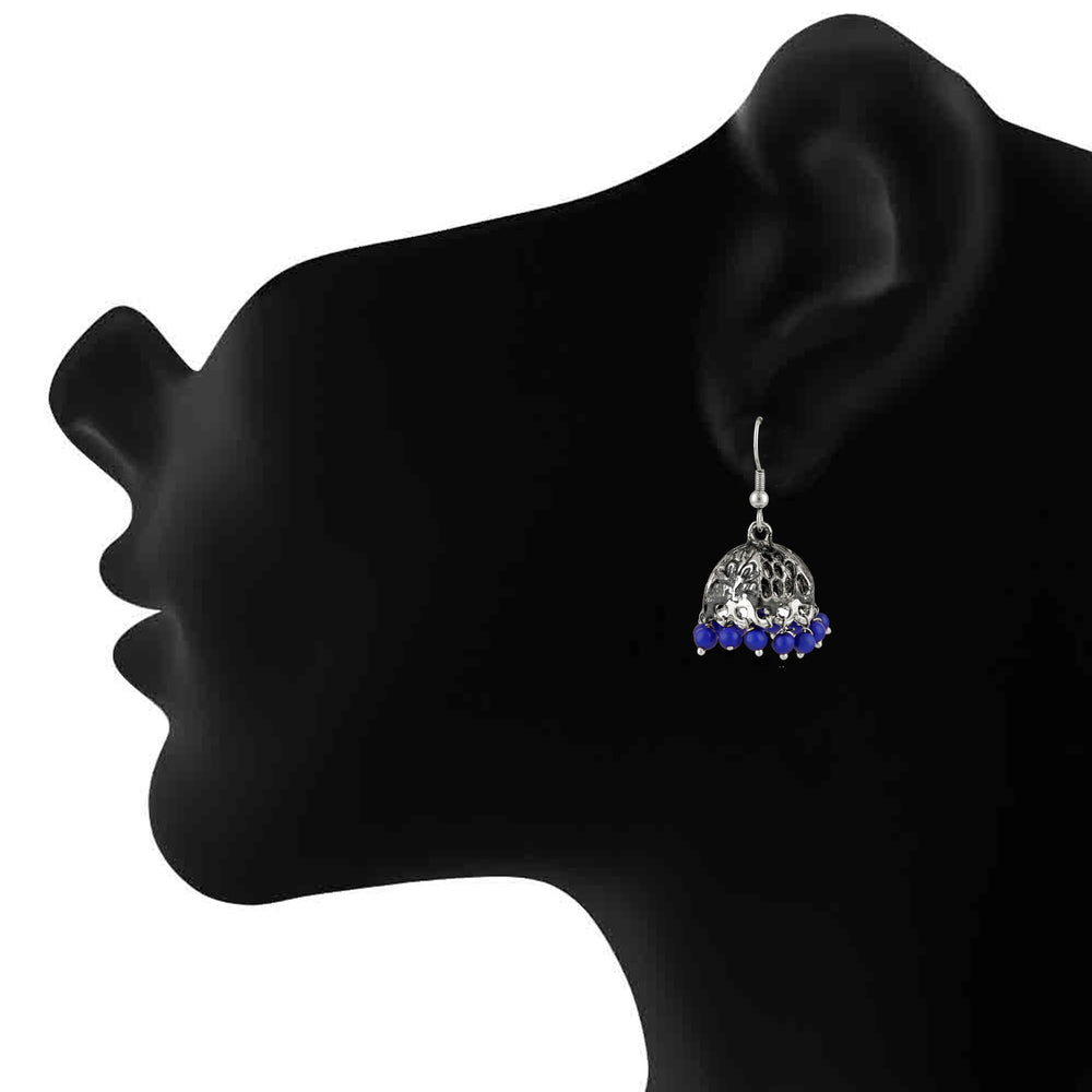 Oxidised Ethnic Jhumki Earrings with Beads