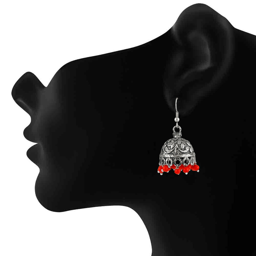 Oxidised Ethnic Jhumki Earrings with Beads