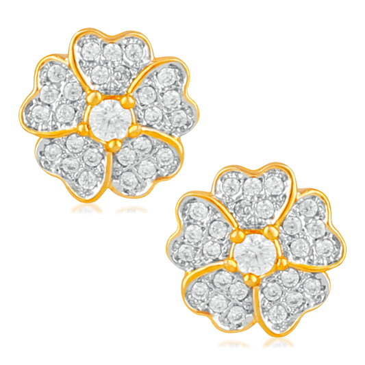 Flowery Cubic Zirconia Stud Earrings