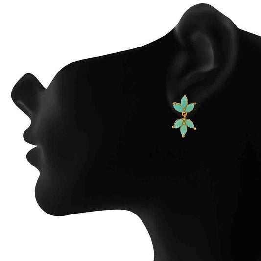 Mesmerising Dangler Carrot green crystal Earrings