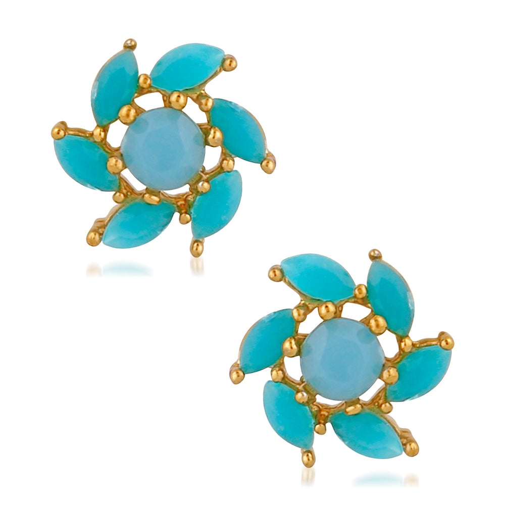 Floral Love Carrot blue crystal stud earrings