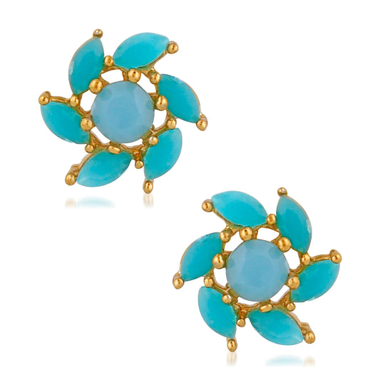 Floral Love Carrot blue crystal stud earrings