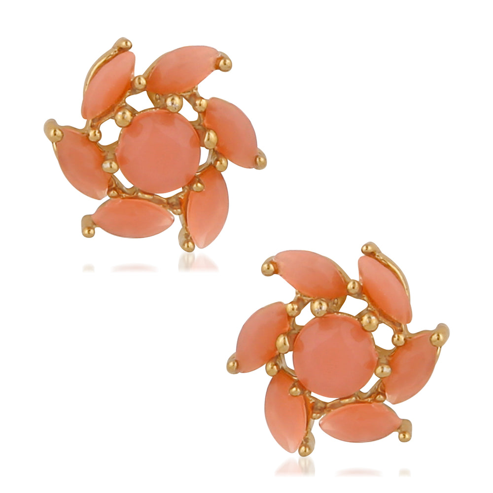 Floral Love Carrot blue crystal stud earrings