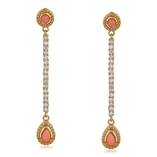 Classic Delicate carrot pink crystal Dangler earrings