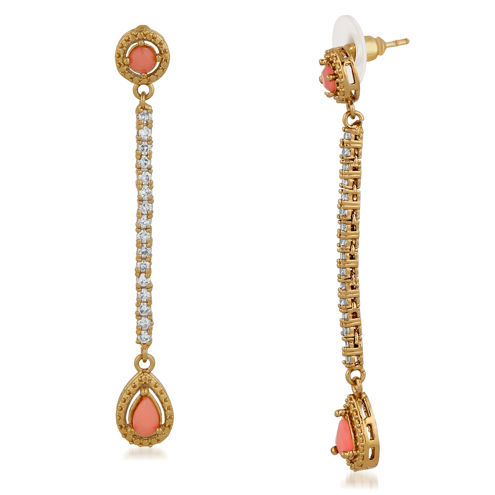 Classic Delicate carrot pink crystal Dangler earrings