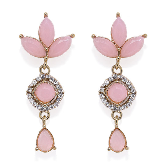 Pretty mint pink crystals dangler earrings
