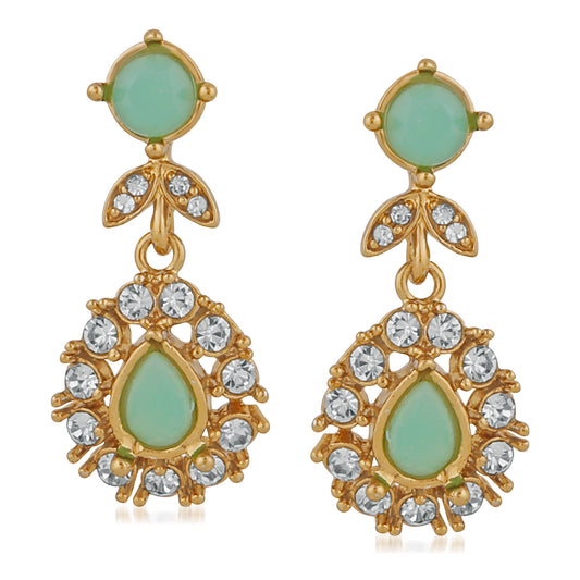 Stylish Carrot green crystals dangler earrings