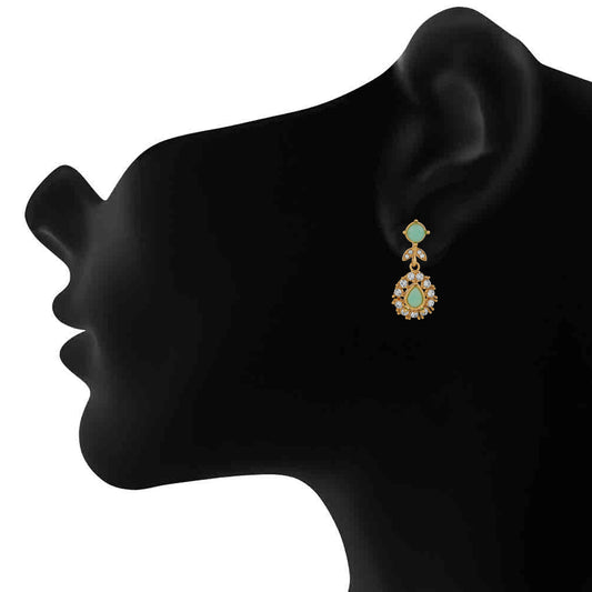 Stylish Carrot green crystals dangler earrings