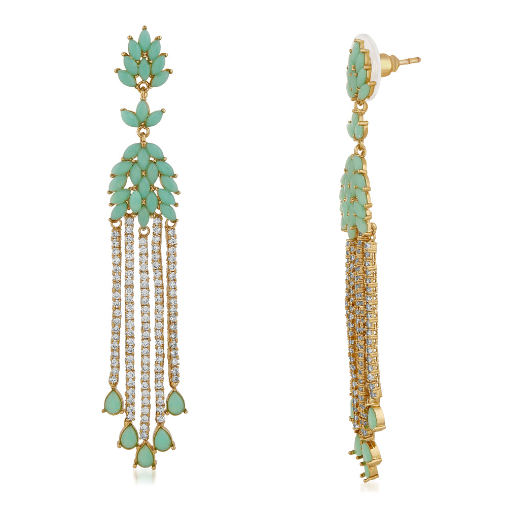 Sparkling carrot green and white crystals dangler earrings